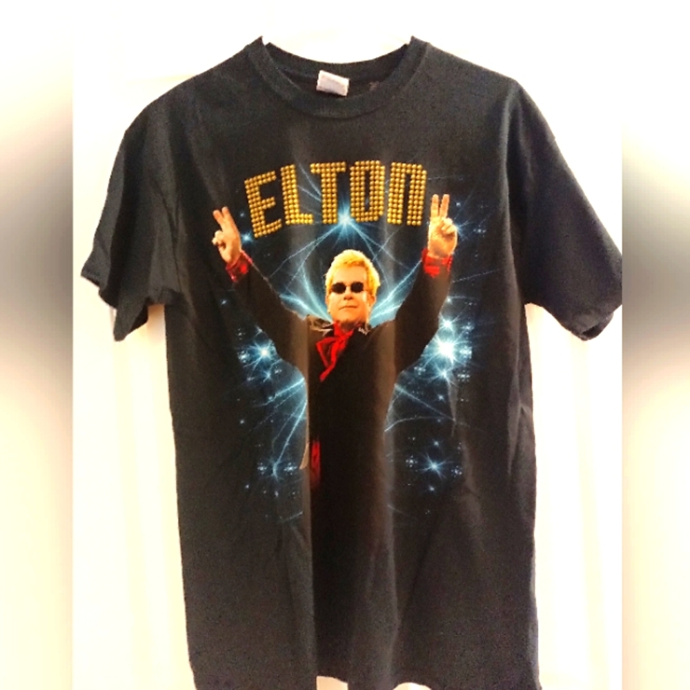 Gildan Elton John Adult T shirt 2014 tour black size M